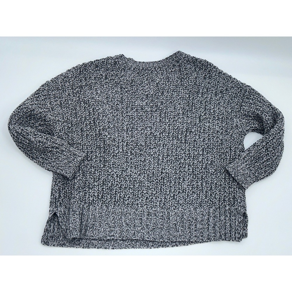 American Eagle Gray Marled Chunky Knit Chenille Crew Neck Sweater Small Relaxed - Picture 3 of 8
